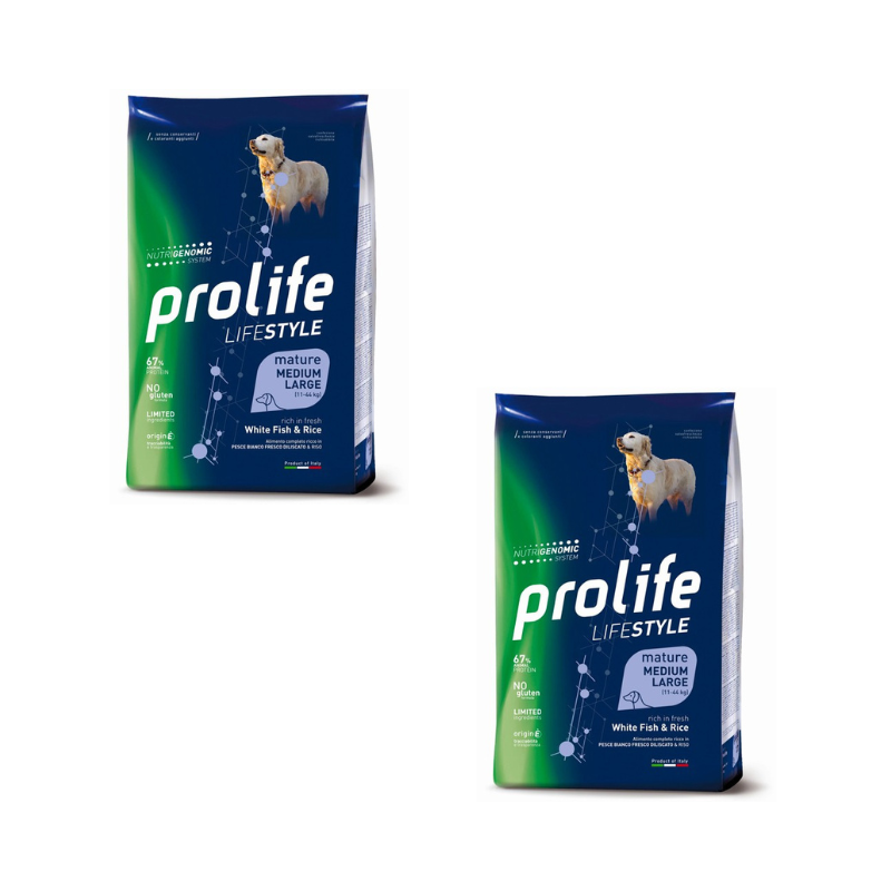 Prolife Mature Medium/Large Pesce&Riso 12 kg - 2 Sacchi Prolife Mature Medium/Large Pesce&Riso 12 kg - 2 Sacchi